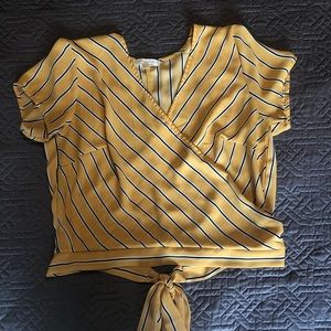 Yellow Crop Wrap Top